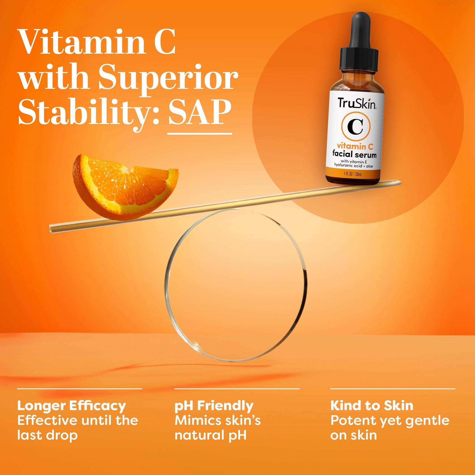 TruSkin Vitamin C Face Serum with Hyaluronic Acid & Vitamin E – Anti-Aging Brightening Serum, 2 Fl Oz