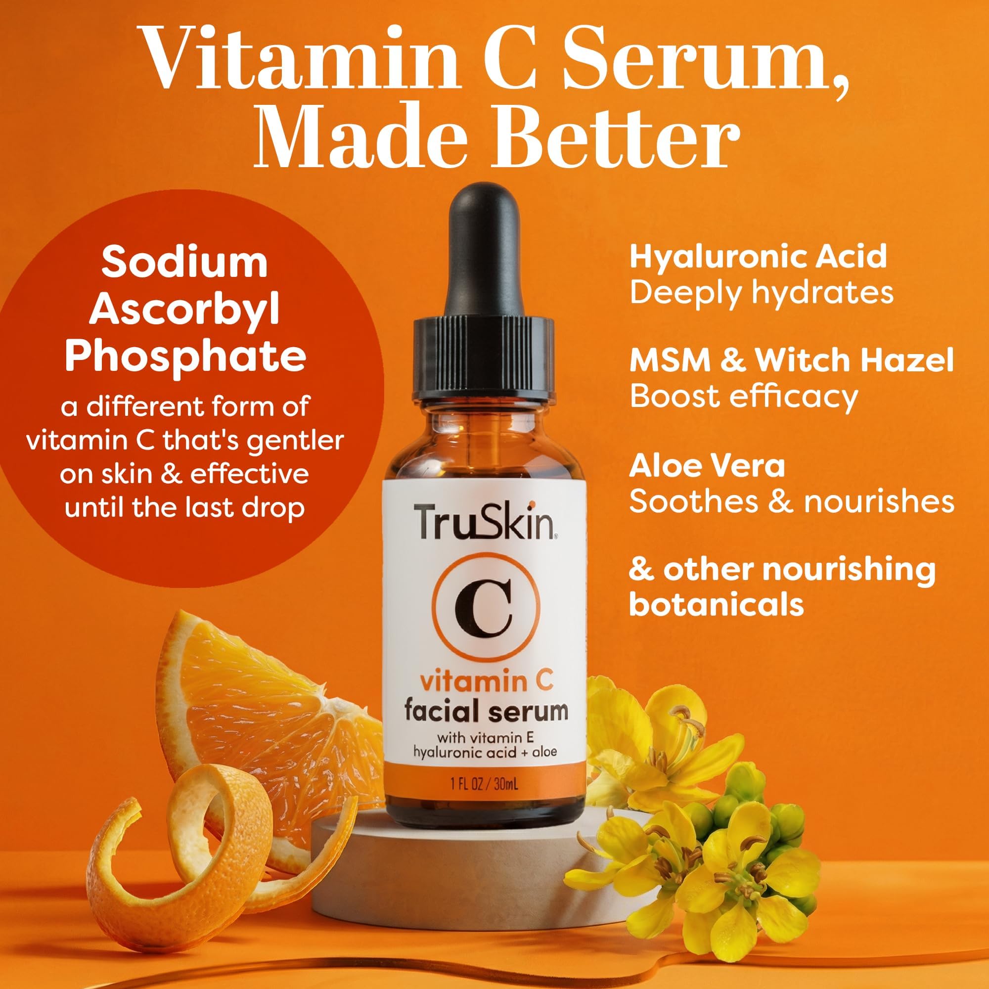 TruSkin Vitamin C Face Serum with Hyaluronic Acid & Vitamin E – Anti-Aging Brightening Serum, 2 Fl Oz