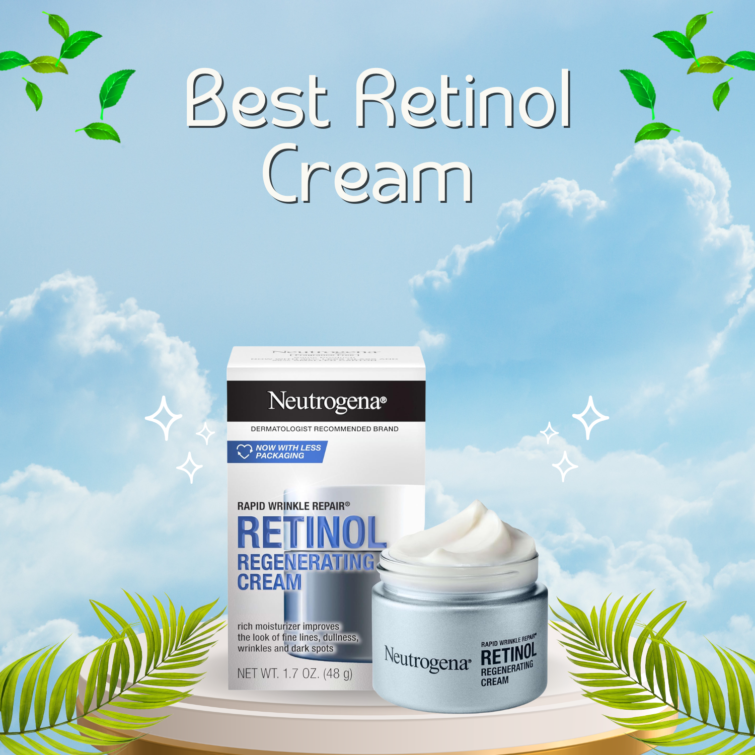 Neutrogena Rapid Wrinkle Repair Retinol Moisturizer – Anti-Aging Face Cream with Hyaluronic Acid (1.7 oz)