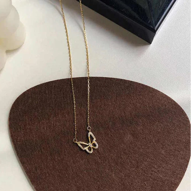 Dainty Crystal Butterfly Pendant Necklace
