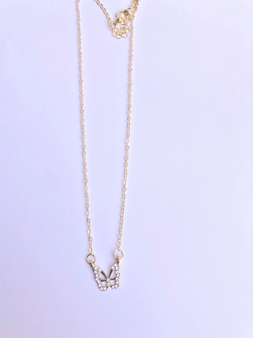 Dainty Crystal Butterfly Pendant Necklace